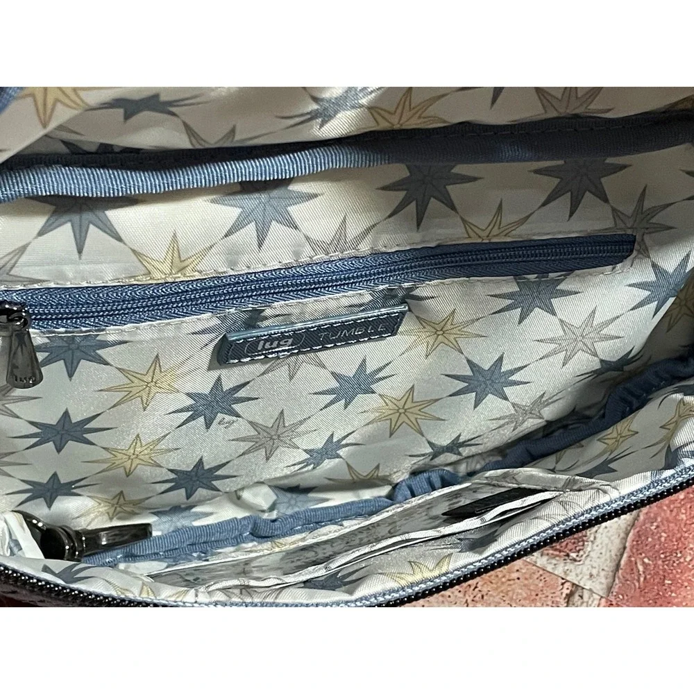 Lug Tumble Crossbody Belt Bag Metallic Blue Moon Wave Quilted NWT